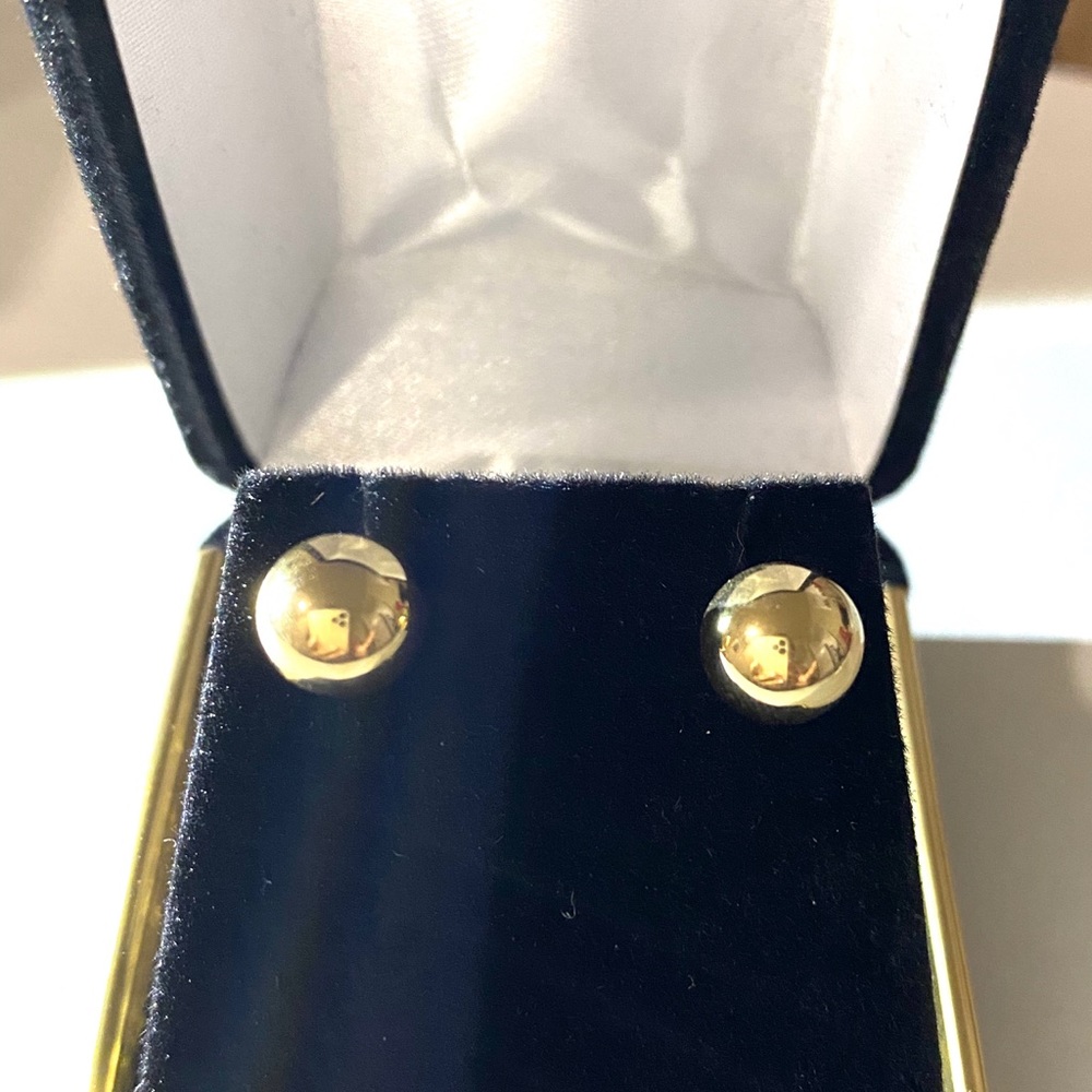 Gold Ball 14kt Solid Stud Earrings - image 1
